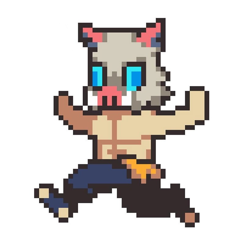 Demon Slayer Pixels Inosuke Hashibira Stickers