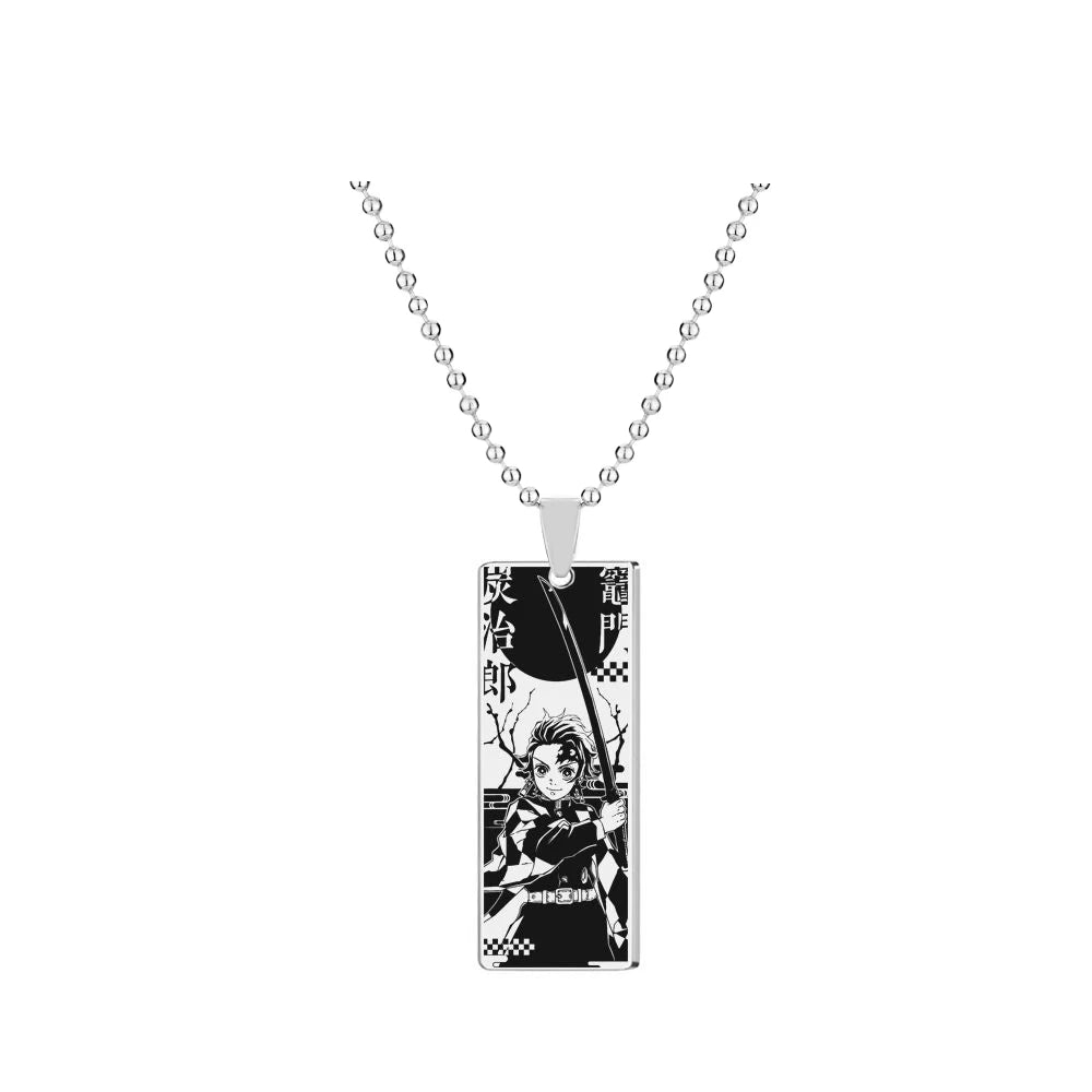 Demon Slayer Collier pendentif en acier inoxydable
