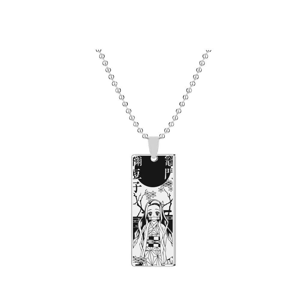 Demon Slayer Collier pendentif en acier inoxydable