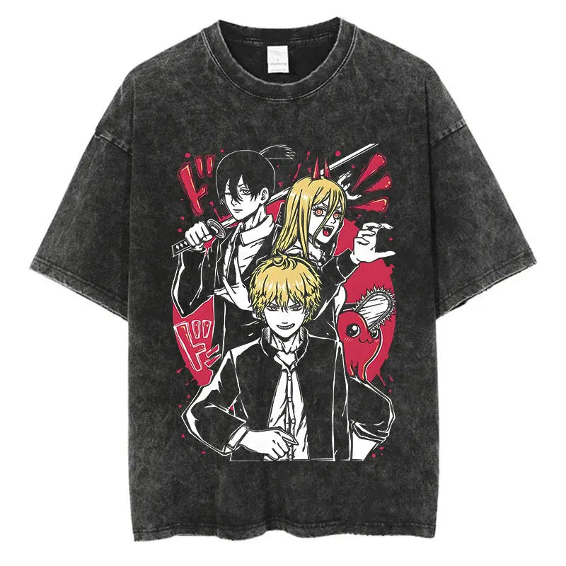 T-shirt Chainsaw Man Aki Hayakawa, Denji et Power