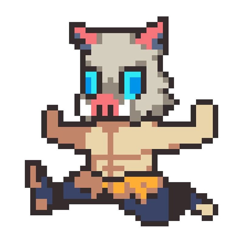 Demon Slayer Pixels Inosuke Hashibira Stickers