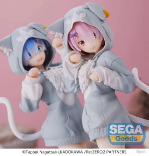 Re:Zero Figurine Emilia et Rem avec Puck 20cm