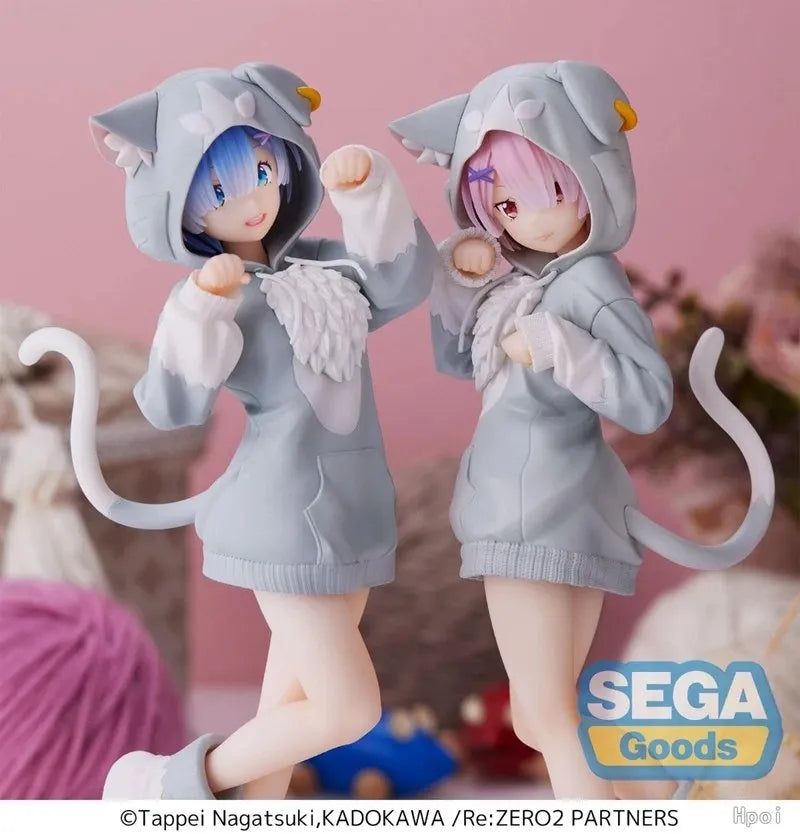 Re:Zero Figurine Emilia et Rem avec Puck 20cm