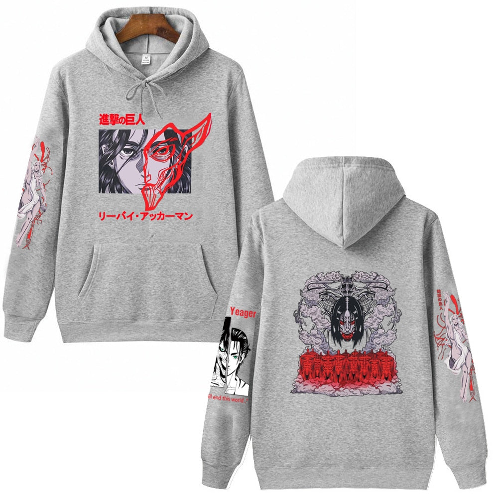 Hoodie Shingeki no Kyojin Eren Jäger gris