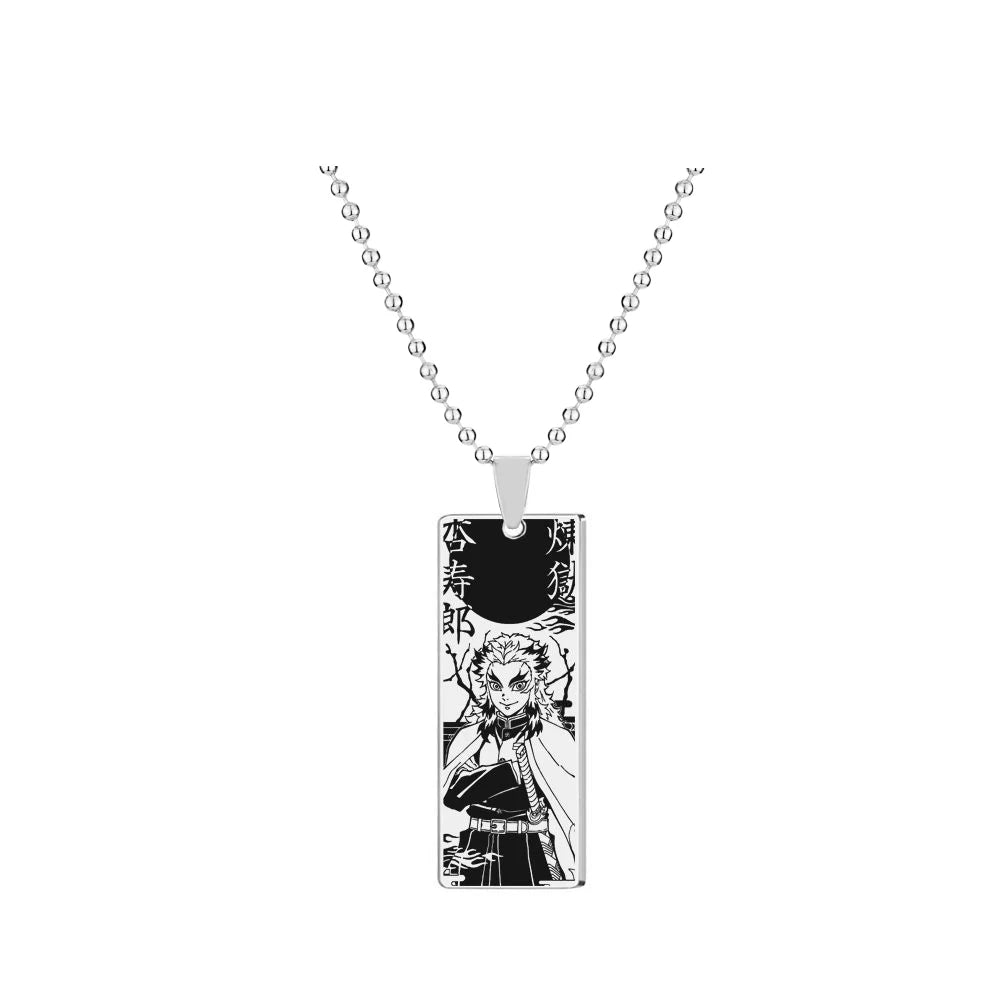 Demon Slayer Collier pendentif en acier inoxydable