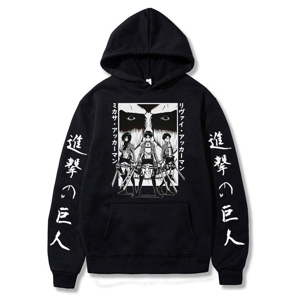 Hoodie Shingeki no Kyojin Eren Mikasa Livaî