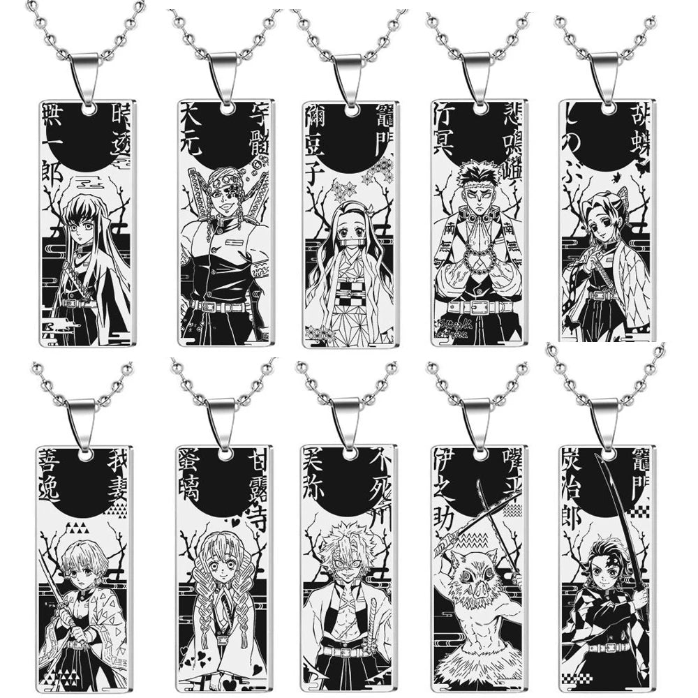 Demon Slayer Collier pendentif en acier inoxydable