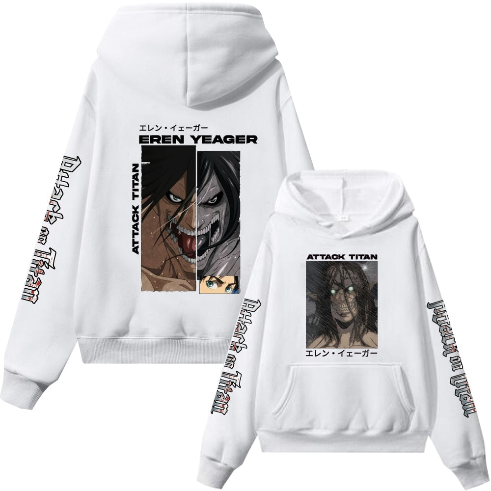 Hoodie Shingeki no Kyojin Eren Jäger blanc