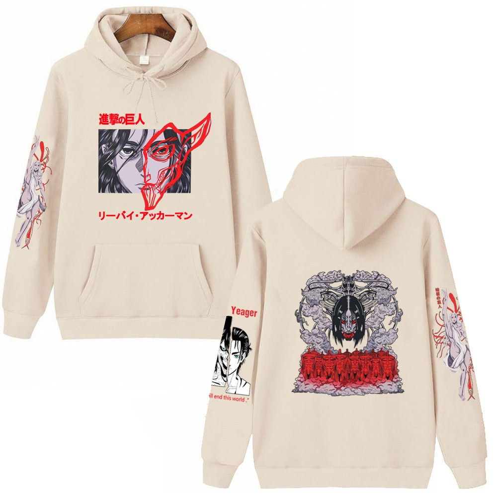 Hoodie Shingeki no Kyojin Eren Jäger beige
