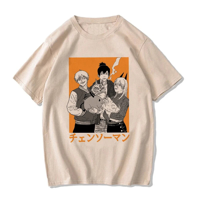 Chainsaw Man Denji, Aki Hayakawa and Power T-shirt