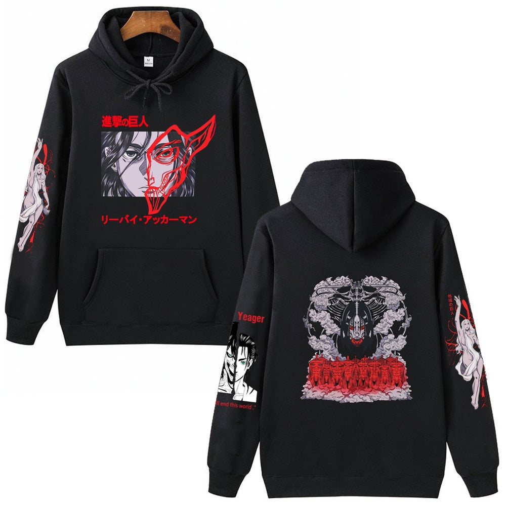 Hoodie Shingeki no Kyojin Eren Jäger noir