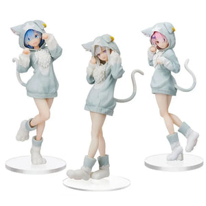 Re:Zero Figurine Emilia et Rem avec Puck 20cm