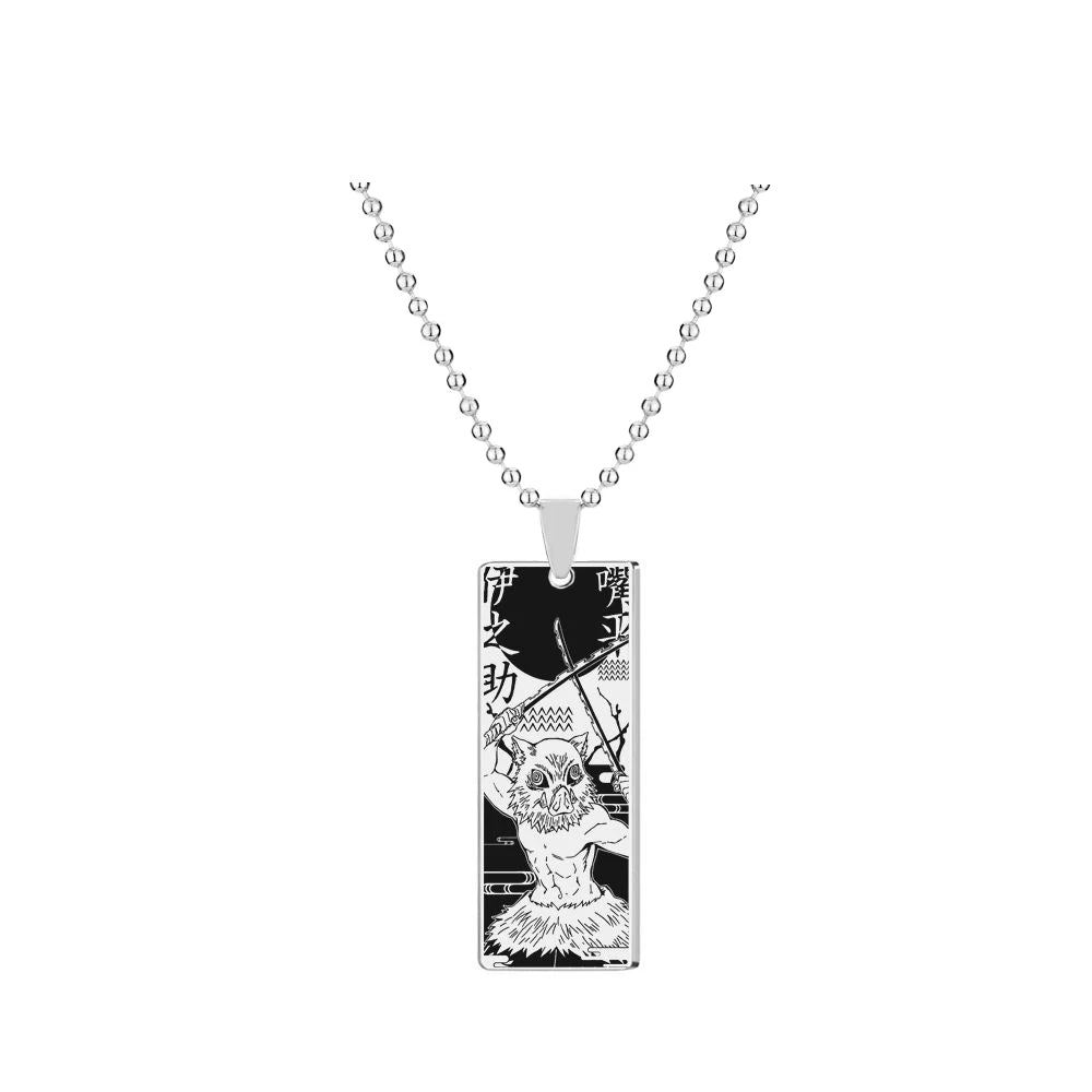 Demon Slayer Collier pendentif en acier inoxydable
