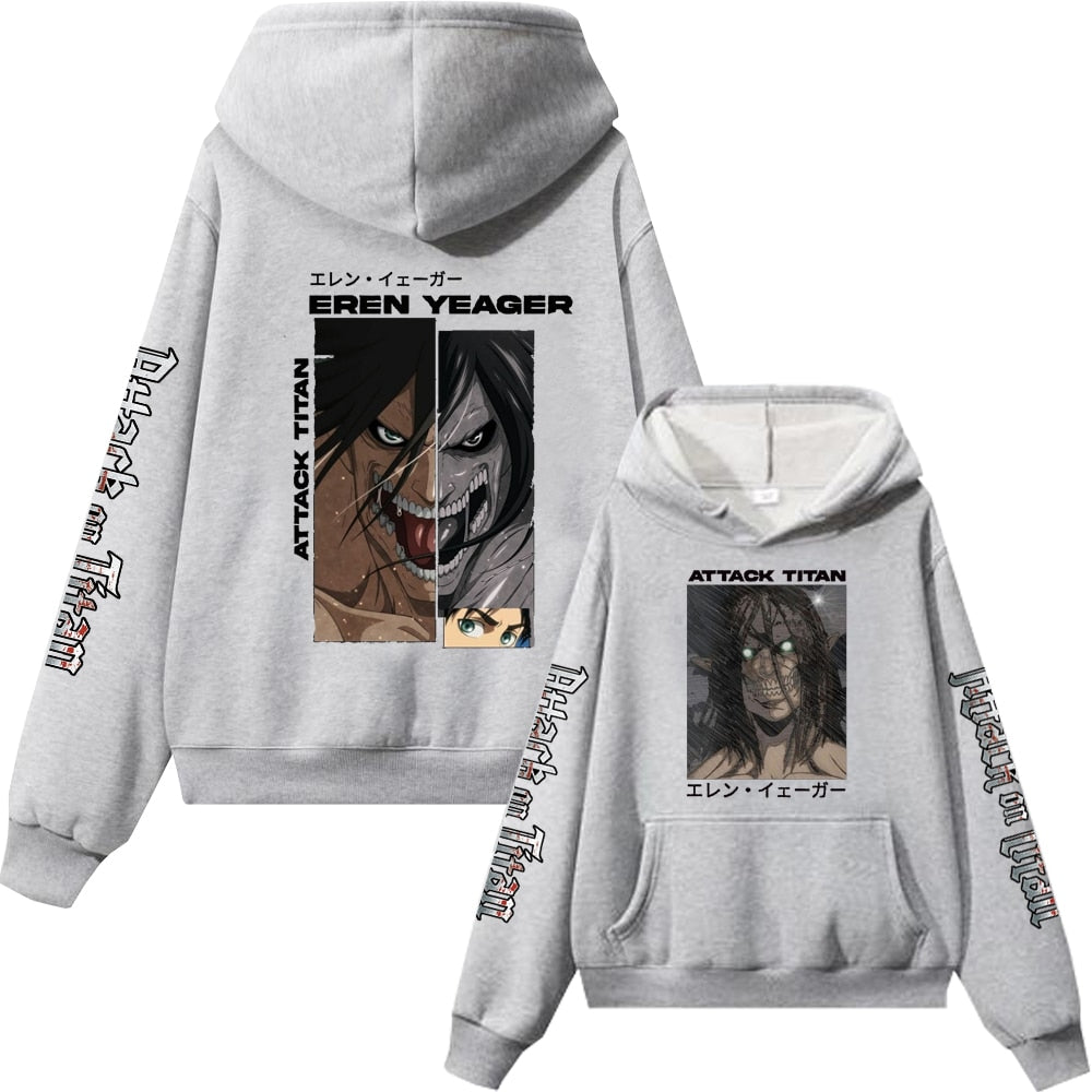 Hoodie Shingeki no Kyojin Eren Jäger gris