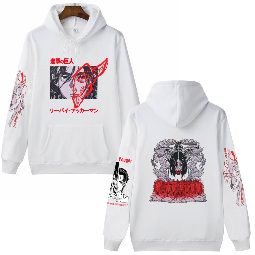Hoodie Shingeki no Kyojin Eren Jäger blanc