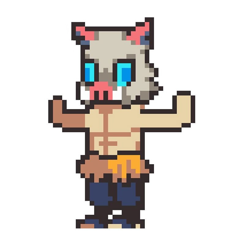 Demon Slayer Pixels Inosuke Hashibira Stickers