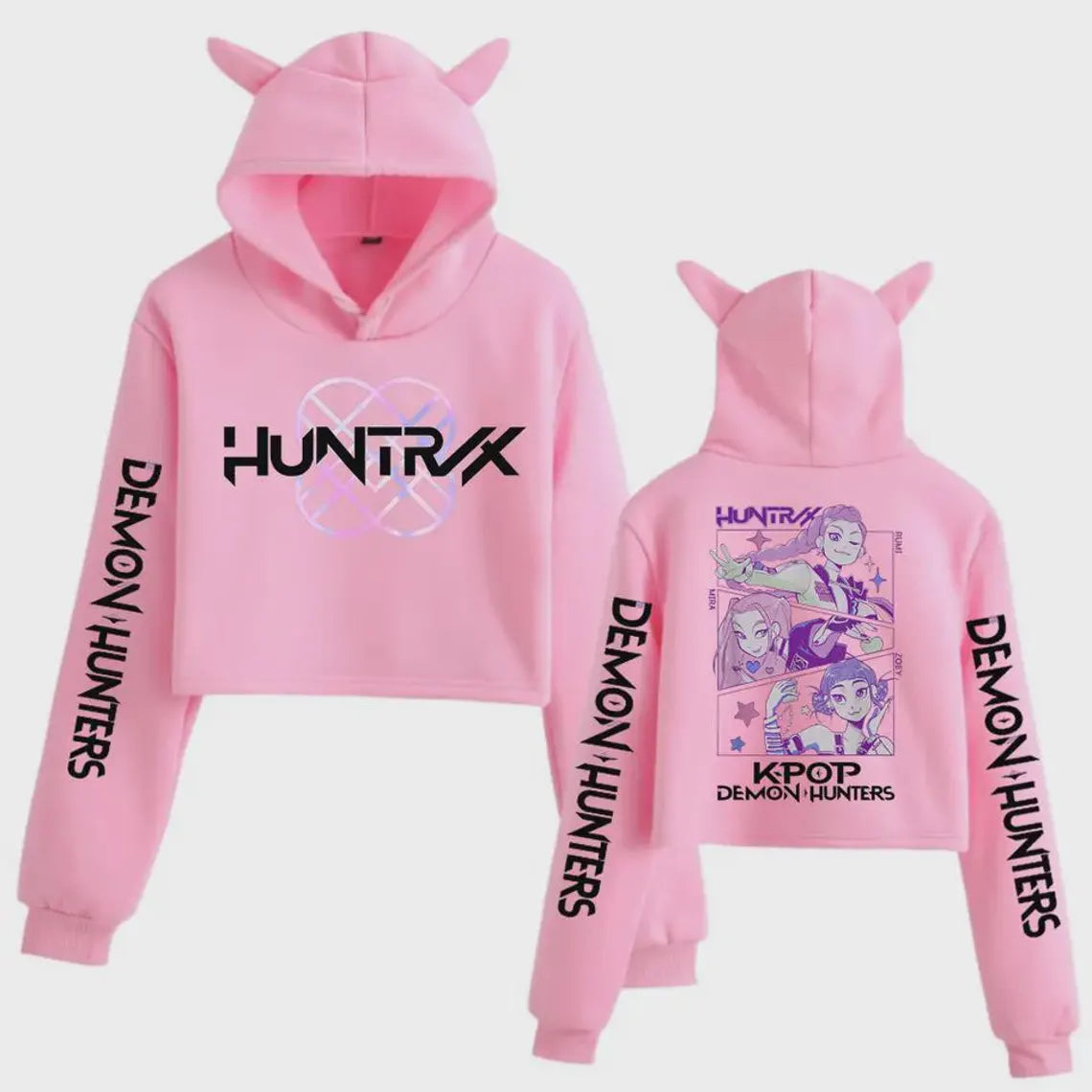 Kpop Demon Hunters Huntrix Pull Crop Top à Oreilles de Démons Rumi Mira Zoey
